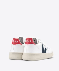 Veja V-10 Leather Trainers Extra White/Nautico/Pekin
