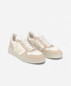 Veja Women V-10 Alveomesh Trainers - White/Butter/Almond