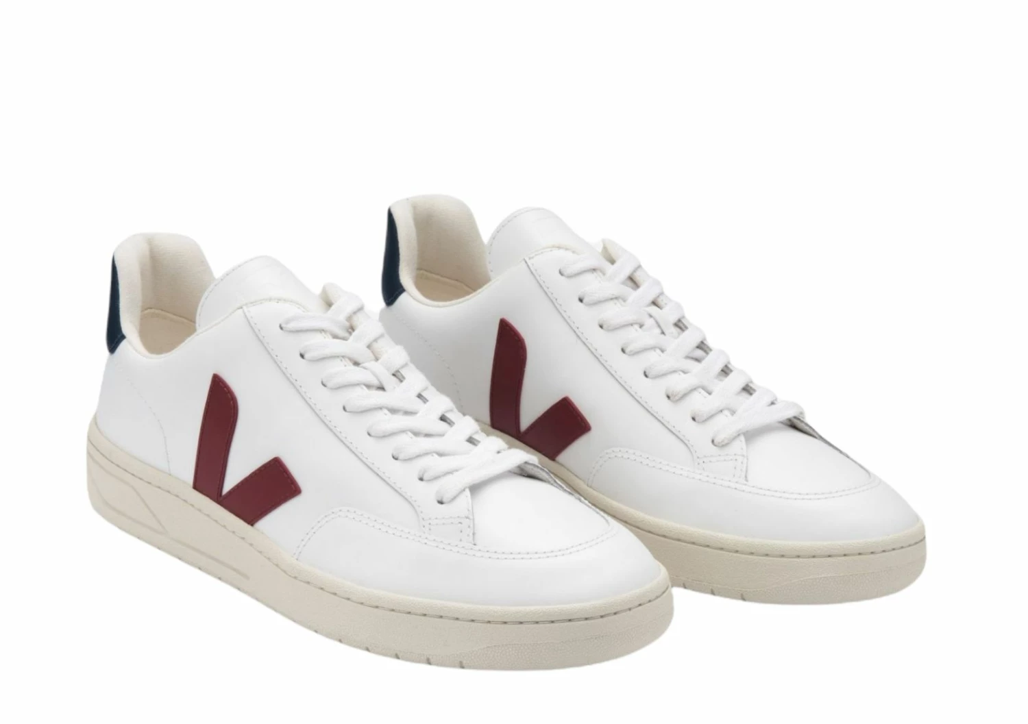 Veja Scarpe V-12 Leather Uomo Extra White/Marsala/Nautico