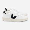 Veja V-10 EXTRA WHITE BLACK LEATHER TRAINER MENS