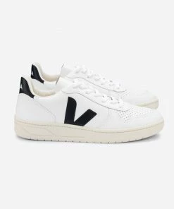 Veja V-10 EXTRA WHITE BLACK LEATHER TRAINER MENS