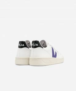 Veja V 10 Leather Extra White Purple Black Shoes