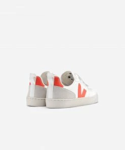 Veja V-10 Velcro Chromefree - White/Orange-Fluo
