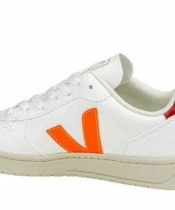 Veja Scarpe V-10 Cwl Uomo White/Orange Fluo/Marsala