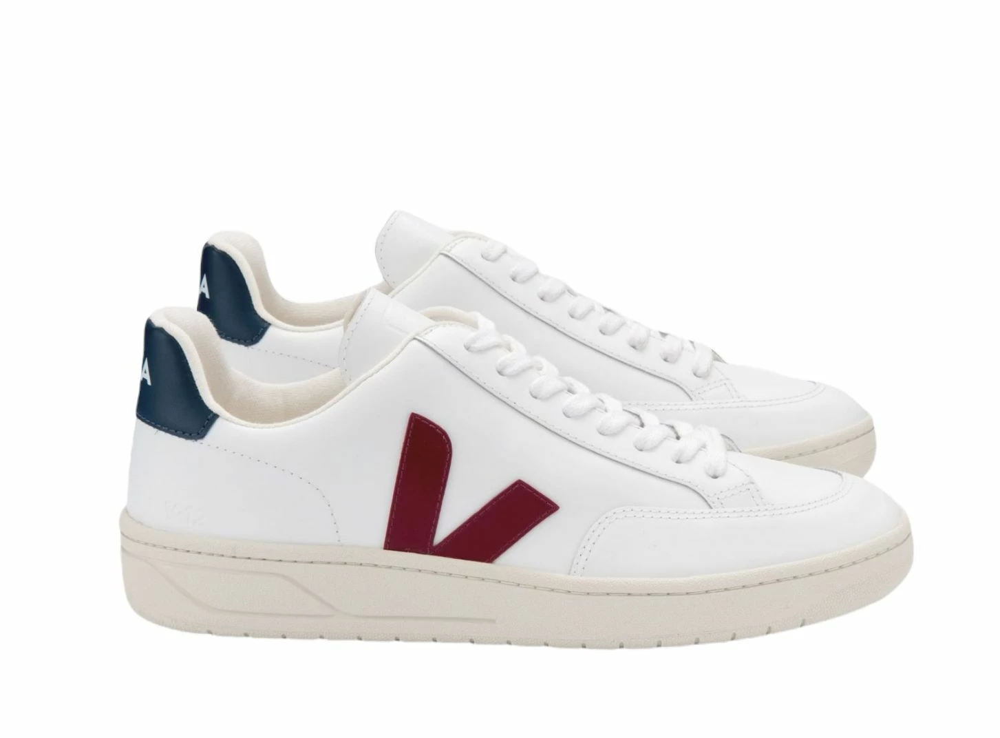 Veja Scarpe V-12 Leather Uomo Extra White/Marsala/Nautico