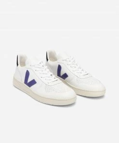 Veja V 10 Leather Extra White Purple Black Shoes