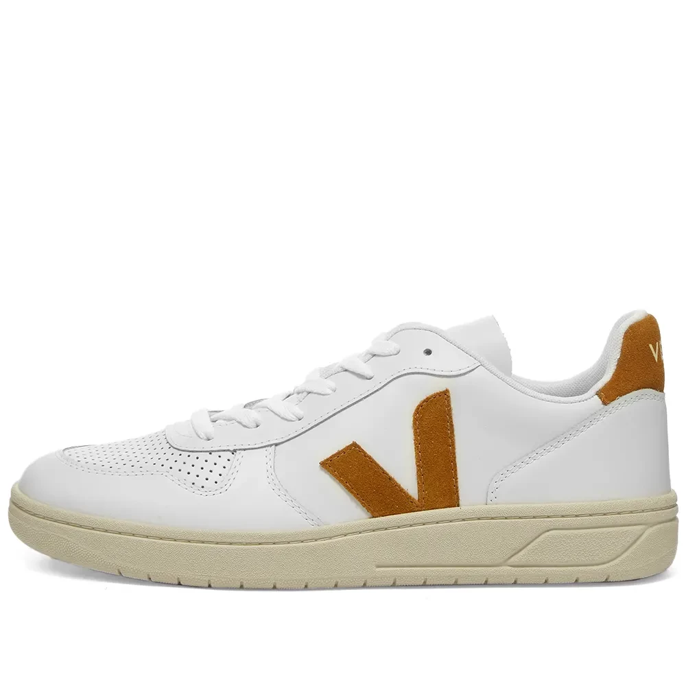 Veja V-10 Leather Basketball Sneaker White & Camel