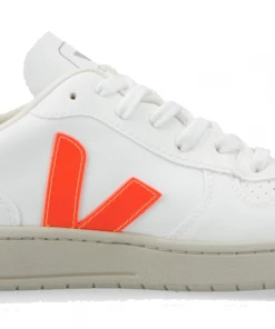 Veja V-10 Leather Basketball Sneaker White, Orange Fluo & Marsala
