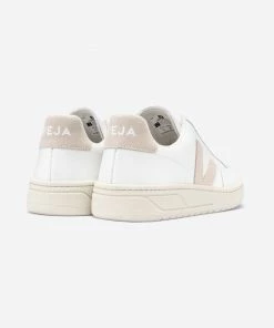 Veja White and Pastel Pink Classic V 12 Leather Womens Trainer Shoes