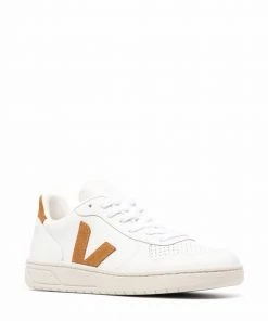 Veja Scarpe V-10 Bianche con Inserti Cammello