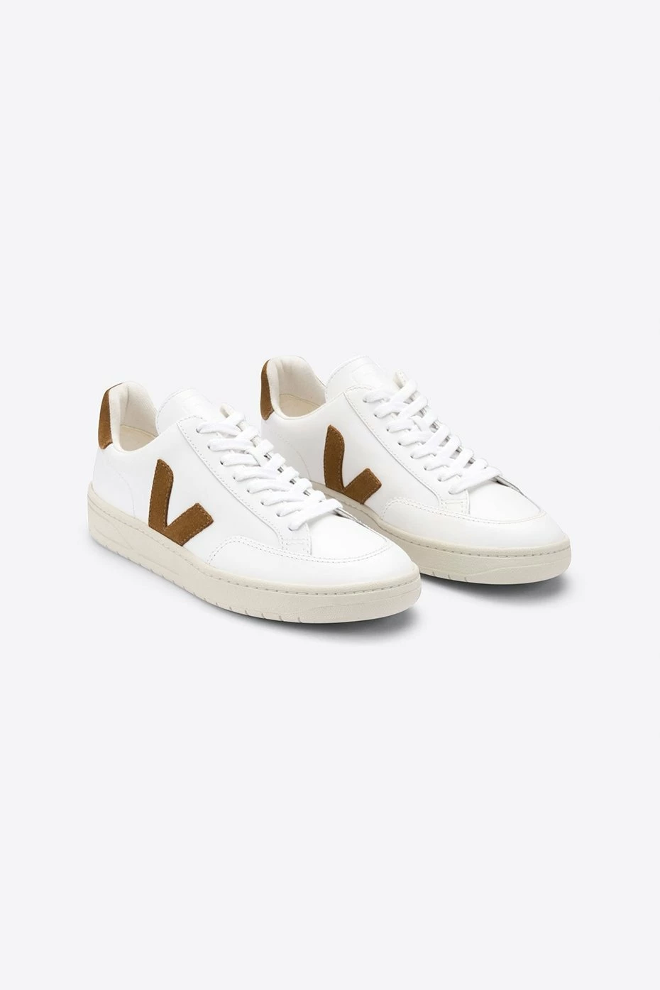 Veja White and Pastel Pink Classic V 12 Leather Womens Trainer Shoes