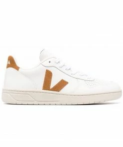 Veja Scarpe V-10 Bianche con Inserti Cammello