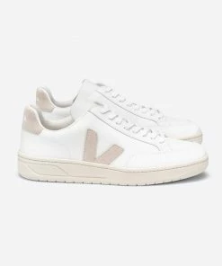 Veja White and Pastel Pink Classic V 12 Leather Womens Trainer Shoes