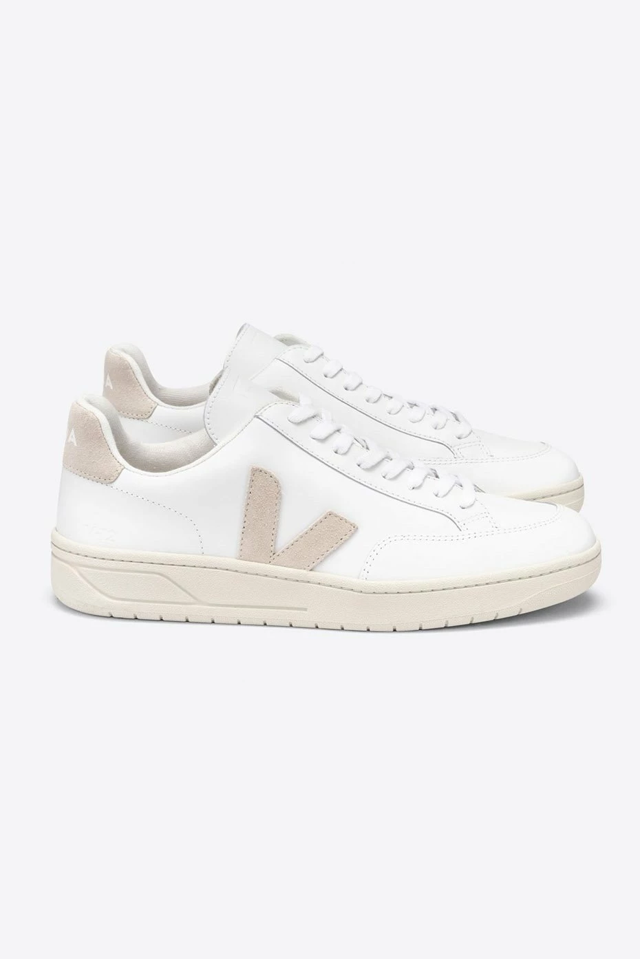 Veja White and Pastel Pink Classic V 12 Leather Womens Trainer Shoes