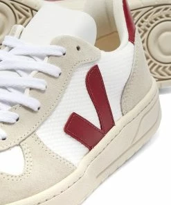 Veja V-10 B-mesh White & Marsala Shoes