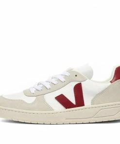Veja V-10 B-mesh White & Marsala Shoes