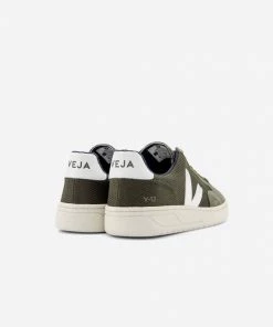 Veja V-12 B-Mesh Trainers - Olive/White