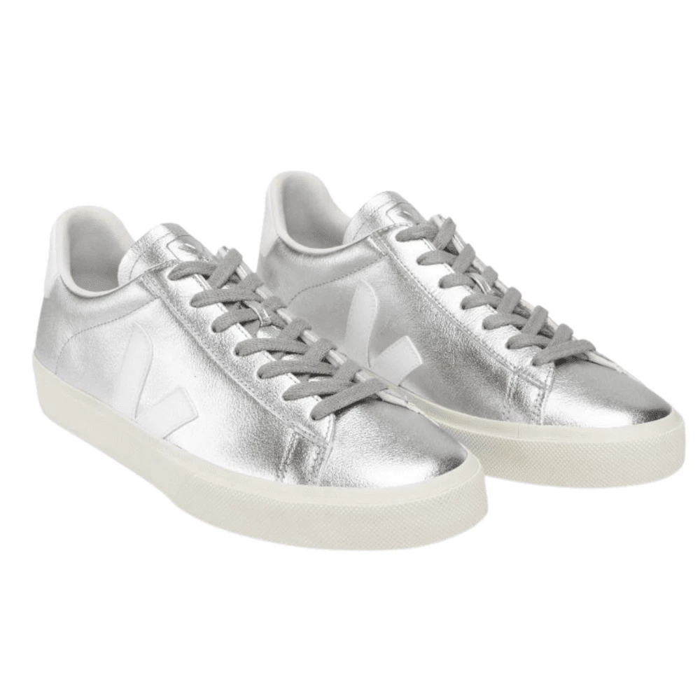 Veja Campo Chromefree Leather Silver White Trainers