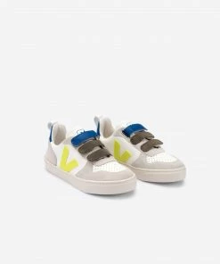 Veja V-10 Velcro Chromefree "Bonton" - White/Juane-Fluo