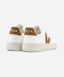 Veja White and Pastel Pink Classic V 12 Leather Womens Trainer Shoes