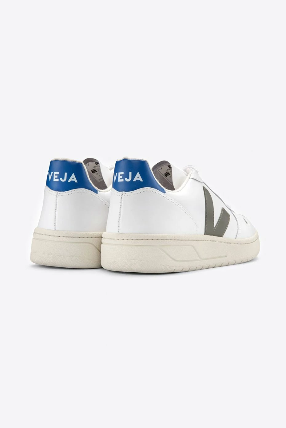 Veja V-10 WHITE KHAKI INDIGO LEATHER TRAINER MENS