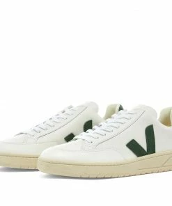 Veja Veja V-12 Leather Sneakers White, White & Green