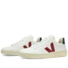 Veja Veja V-12 Leather Sneaker White, Burgundy Navy