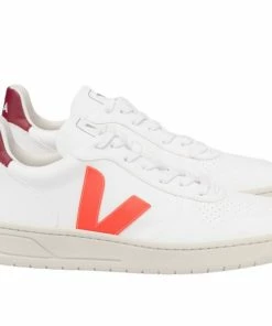 Veja Scarpe V-10 Cwl Uomo White/Orange Fluo/Marsala
