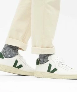 Veja Veja V-12 Leather Sneakers White, White & Green