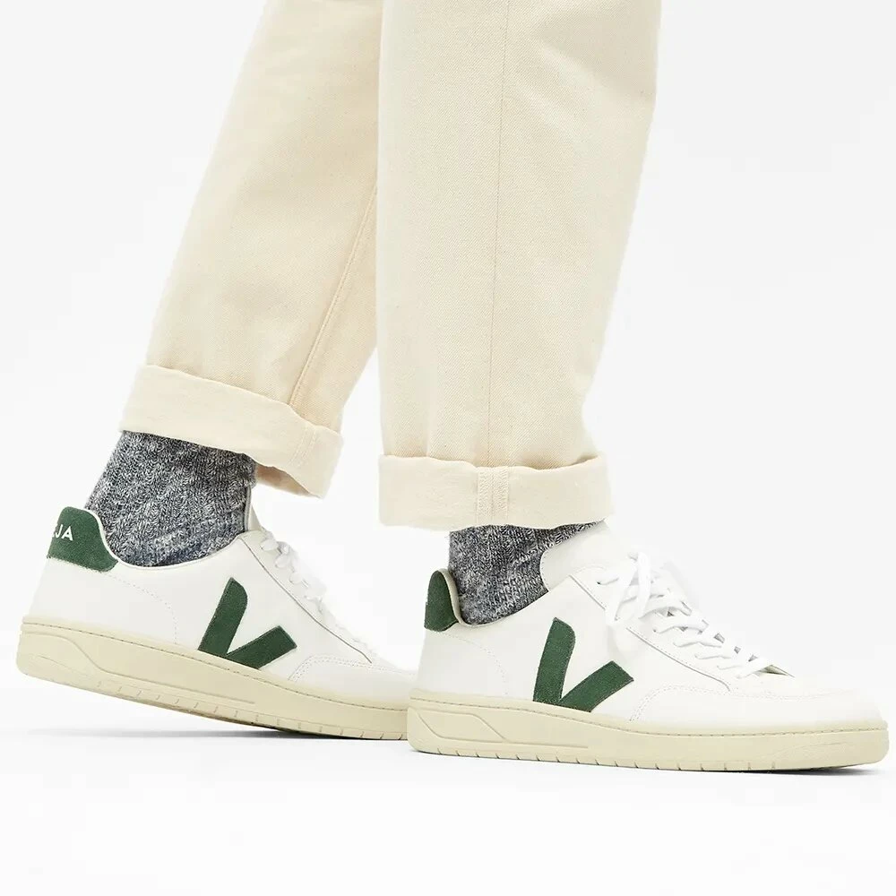 Veja Veja V-12 Leather Sneakers White, White & Green