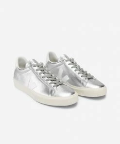 Veja Women Campo Chromefree Trainers Silver White