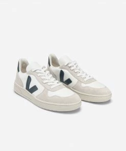 Veja Scarpe V-10 Bianche con Inserti Blu