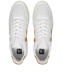 Veja V-10 Leather Basketball Sneaker White & Camel