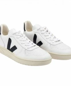 Veja V 10 Leather Extra White Black Trainers Mens