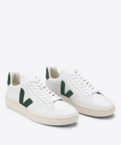 Veja V-12 Leather Trainers Extra White/Cyprus
