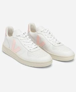 Veja V-10 Leather Trainers - White Petale