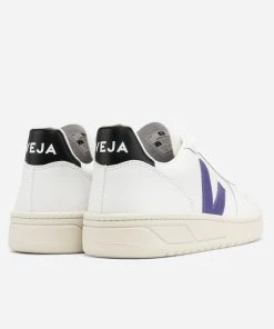 Veja V-10 Leather Trainers White Purple Black