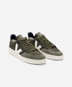 Veja Olive and White V12 B Mesh Sneaker