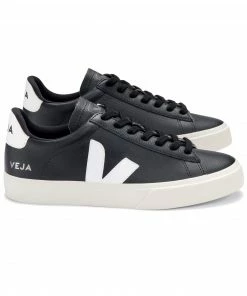 Veja Campo Chrome Free Leather Trainers Shoes - Black White