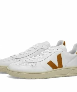 Veja Veja V-10 Leather Basketball Sneaker White Camel