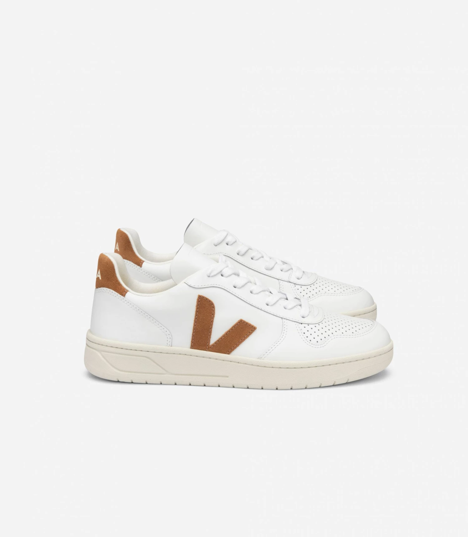 Veja V-10 Leather White Camel Shoes