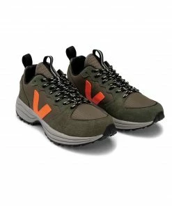 Veja Venturi Ripstop Kaki Neon Orange Trainers