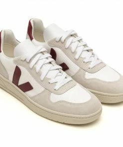 Veja Veja V-10 Suede & Mesh Basketball Sneaker White & Marsala