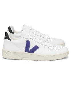 Veja V-10 Leather Trainers White Purple Black
