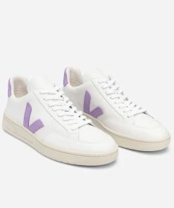 Veja V-12 Leather Trainers Extra White Lavande