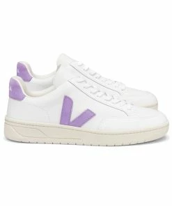 Veja V-12 Leather Trainers Extra White Lavande