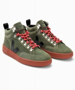 Veja Roraima Suede High Top Trainers - Olive Black