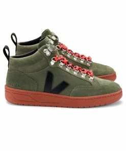 Veja Roraima Suede High Top Trainers - Olive Black