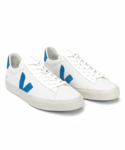 Veja Campo Leather Trainers - White Swedish Blue