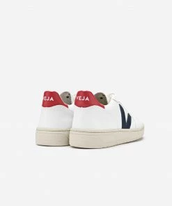 Veja Extra White and Nautico Pekin Leather V10 Sneakers